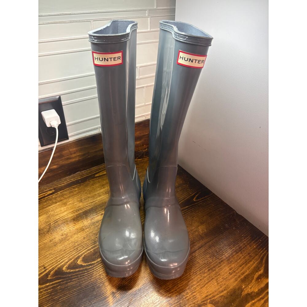 Hunter Gray Tall Rain Boots Size 7